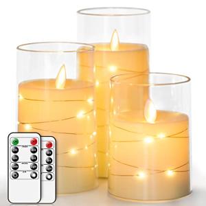 salipt Velas Eléctrica LED Efecto Llama en Vaso de Cristal…