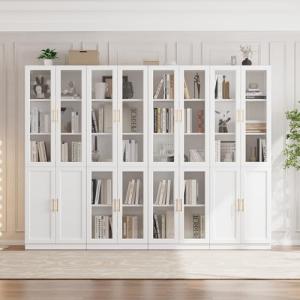 VOWNER Librería con Puertas de Cristal, Estantería de 5 Niv…