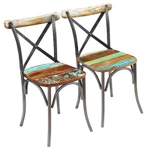 vidaXL 2X Sillas de Salón Comedor Vintage Multicolor Madera…