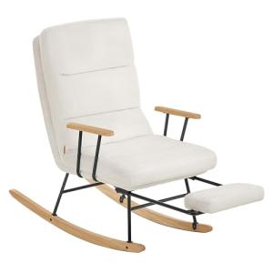 SONGMICS HOME Silla Mecedora, Patas de Madera de Caucho, Me…