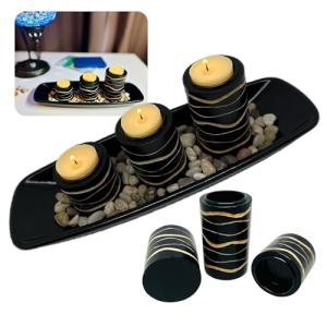 Portavelas de Madera Incluidas 3 Velas Aromáticas de Miel –…
