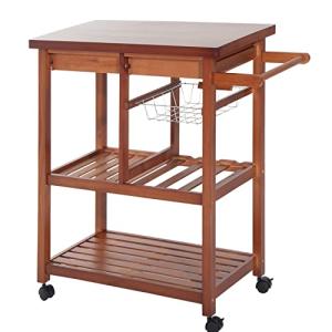 HOMCOM Carrito de Cocina Mesa Servicio Auxiliar Madera y Me…