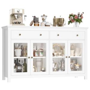 FirFurd 140cm Aparador Cocina, Vitrina Salón, con 2 Cajones…
