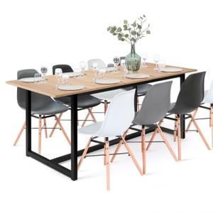 IDMarket – Mesa de comedor extensible rectangular Detroit 6…