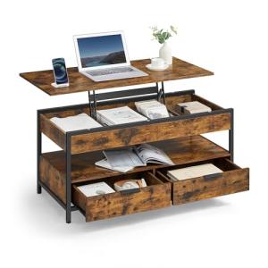 VASAGLE Mesa de Centro Elevable, Mesa de Salón, con Cajones…