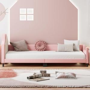 Merax Sofá cama infantil tapizada 90 x 200 cm en color rosa…