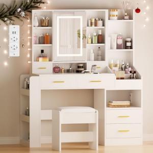 BEWISHOME Tocador de Maquillaje con Luz LED, Iluminación Re…