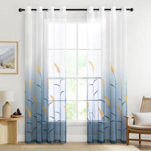 MIULEE Cortinas Bordadas Gradiente Blanco con Ojales Cortin…