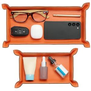 Navaris Bandejas de cuero sintético - Set de 2x bandeja vac…