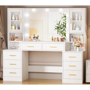 BEWISHOME Grande Tocador de Maquillaje con Luces LED, Brill…