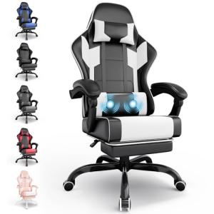 TRIUMPHKEY Silla Gaming con Masajeador, PU Silla de Juegos…