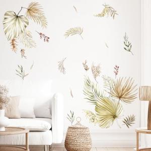Tanlaby Boho Palm Leaves Pegatinas de Pared, Autoadhesivo P…