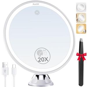 Auxmir Espejo Maquillaje con Luz LED, 20X Espejo Aumento co…