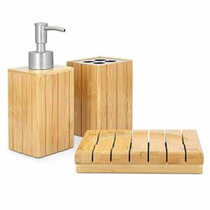 Navaris Set para el baño de bambú - Juego 3 Accesorios para…