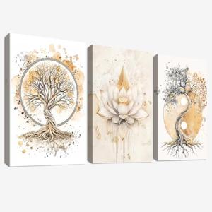 3 Pcs Marco de Madera Cuadro Moderno Árbol de la Vida Yin Y…