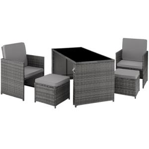 TecTake® Conjunto Jardín Exterior de Ratán y Acero, Muebles…