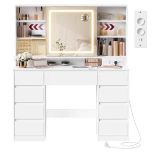 VASAGLE Kailyn Colección - Tocador con Espejo LED, Regleta,…
