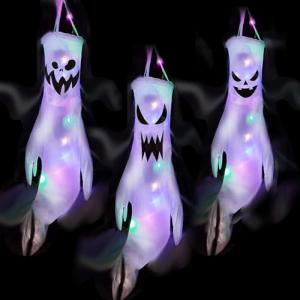 3 Piezas Halloween Fantasmas Windsack con Luces LED para Pu…