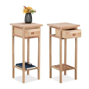 Relaxdays Mesas Auxiliares Estrechas, Set de 2, Mesitas Tel…