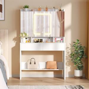 YITAHOME Tocador Blanco con 3 Espejos y 2 cajones, tocador…