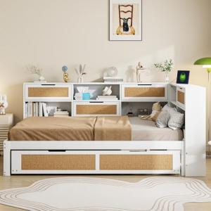 Moimhear Sofá cama de madera con cama nido cama individual…