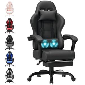 TRIUMPHKEY Silla Gaming Profesional con Masajeador, PU Sill…