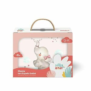Interbaby Manta Raschel para cuna - Modelo ELEFANTE rosa