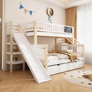 MQGPM Litera de 90 x 200 y 140 x 200 cm con tobogán y escal…