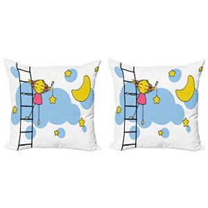 ABAKUHAUS Dibujos Animados Set de 2 Fundas para Cojín, Esca…