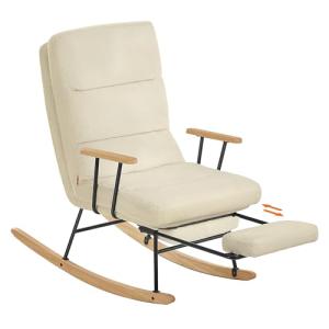 SONGMICS HOME Silla Mecedora, Patas de Madera de Caucho, Te…