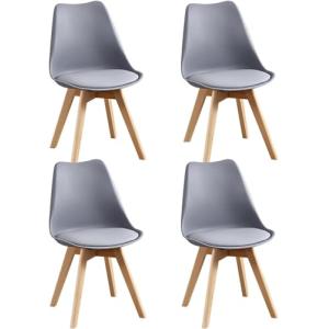 HJhomeheart Juego de 4 Sillas de Comedor, Patas de Madera M…