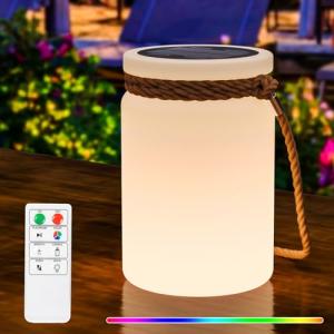 RWWR Lámpara de Mesa Solar LED Recargable 2 en 1 Lámpara de…