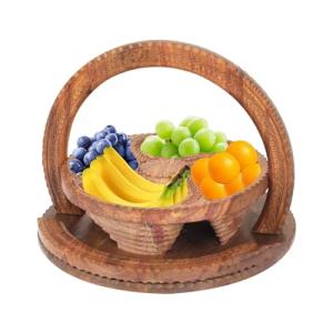 Frutero de madera – Cesta plegable para pan y nueces, cesta…