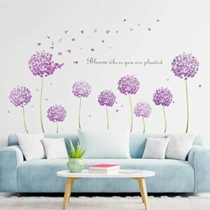 decalmile Pegatinas de Pared Diente de León Púrpura Vinilos…