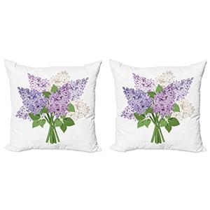 ABAKUHAUS Lila Set de 2 Fundas para Cojín, Ramillete de Flo…
