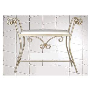 Banqueta de forja para Dormitorio Guirnalda - Blanco con Oro