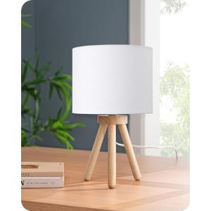 EDISHINE Lámpara de mesilla de noche de madera con trípode,…