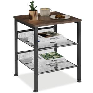 TecTake® Mesa Auxiliar Salon con Estante de Rejilla, Estruc…