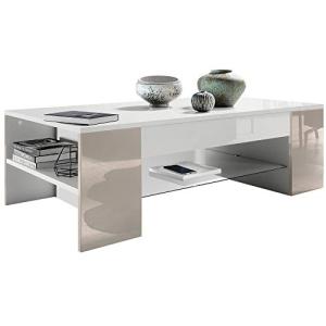 Vladon Mesa de Centro Clip, Mesa de Salón con 2 Compartimen…