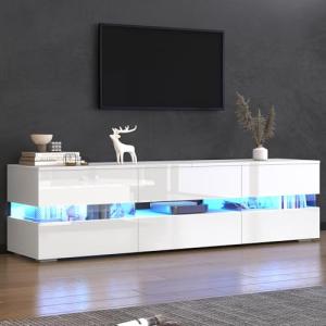 Mueble para TV moderno blanco brillante de 160 x 39 x 45 cm…