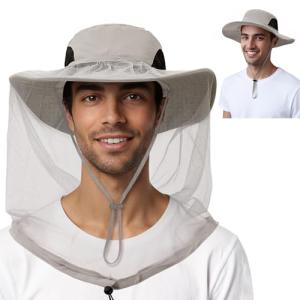 American Trends Sombrero de pesca con mosquitera oculta, mo…