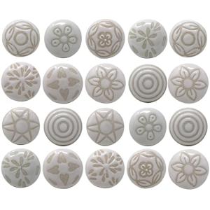 Ajuny Vintage Juego de 20 Pomos de Puerta de Cerámica Blanc…