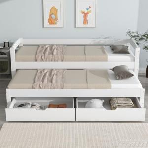 Moimhear Cama individual y doble, cama deslizante con rueda…