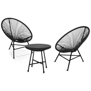 IDMarket - Salón de jardín Izmir Mesa y 2 sillones Huevo Co…