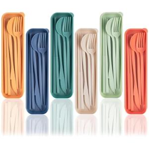Juego de cubiertos de camping para 6 personas con maleta, j…