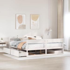 Vetnasa Cama sin colchón Madera Maciza de Pino Blanca 180x2…