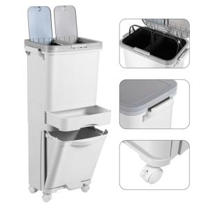 ISOISL Cubo de basura de cocina con 3 compartimentos, 42 L,…