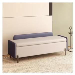 Elegante banco de almacenamiento de piel sintética color az…