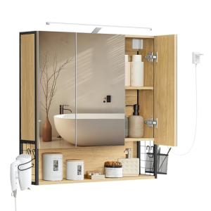VASAGLE Armario de Baño con Iluminación LED, 14,5 x 70 x 70…