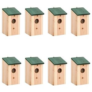 vidaXL 8X Casa para Pájaros Madera 14x15x22 cm Pajarería Ca…